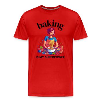 Baking is my superpower - Men's Premium Organic T-Shirt - red - Front - Damien (186cm)