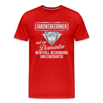 HANDWERKERINNEN - DM - Männer Premium Bio T-Shirt - Rot - Vorne - Damien (186cm)