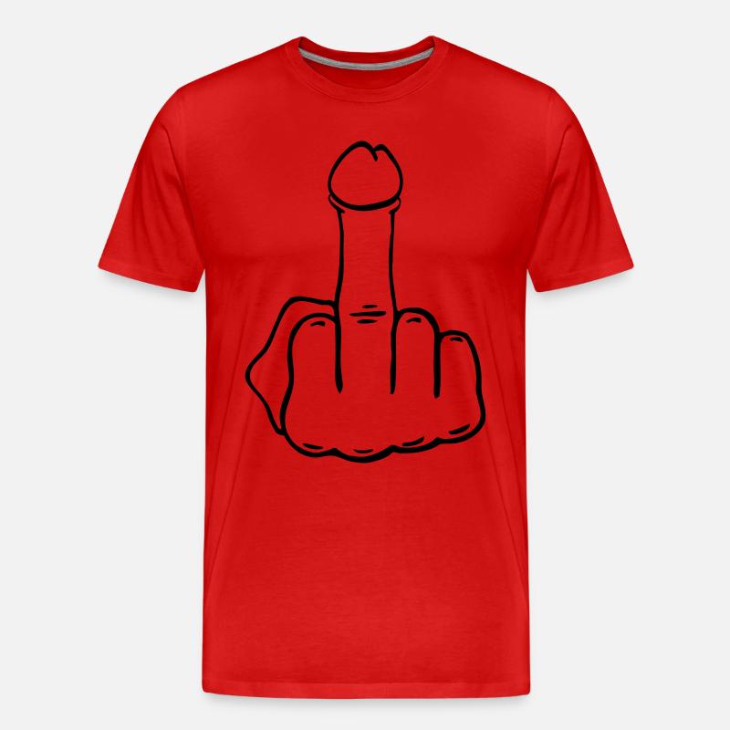 Mittelfinger Penis - Männer Premium Bio T-Shirt - Rot