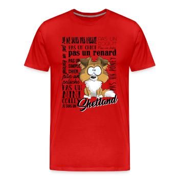 Je Suis Shetland - Fauve FR - T-shirt bio Premium Homme - rouge - Devant - Damien (186cm)