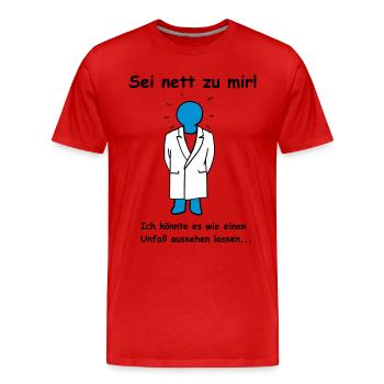 Arzt Laborant könnte es wie Unfall aussehen lassen - Männer Premium Bio T-Shirt - Rot - Vorne - Damien (186cm)