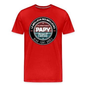 Le véritable papy parfait - T-shirt bio Premium Homme - rouge - Devant - Damien (186cm)