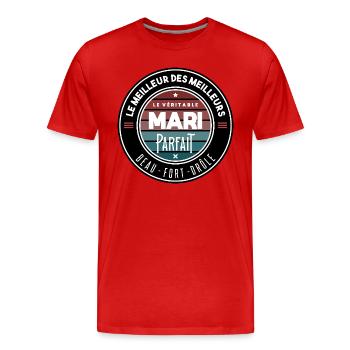 Le véritable mari parfait - T-shirt bio Premium Homme - rouge - Devant - Damien (186cm)