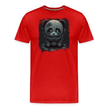niedlicher trauriger Panda - Männer Premium Bio T-Shirt - Rot - Vorne - Damien (186cm)