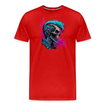 Rave Zombie Skull - Männer Premium Bio T-Shirt - Rot - Vorne - Damien (186cm)