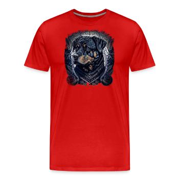 Rottweiler Hund - Männer Premium Bio T-Shirt - Rot - Vorne - Damien (186cm)