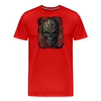 Crâne de zombie victorien - T-shirt bio Premium Homme - rouge - Devant - Damien (186cm)