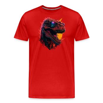 T-Rex with sunglasses - Men's Premium Organic T-Shirt - red - Front - Damien (186cm)