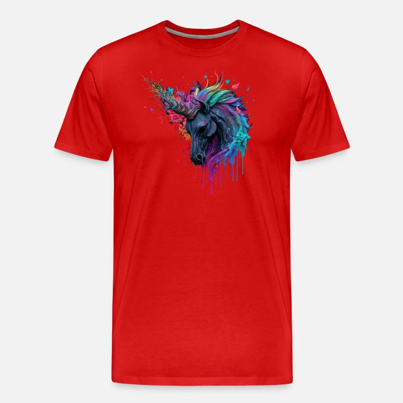 Regenbogen Einhorn - Männer Premium Bio T-Shirt - Rot