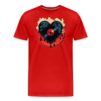 Records Love - Men's Premium Organic T-Shirt - red - Front - Damien (186cm)