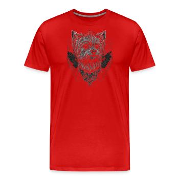 Yorkshire Terrier - T-shirt bio Premium Homme - rouge - Devant - Damien (186cm)