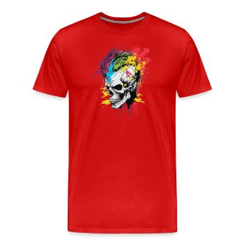 Rainbow Zombie Skull - Men's Premium Organic T-Shirt - red - Front - Damien (186cm)