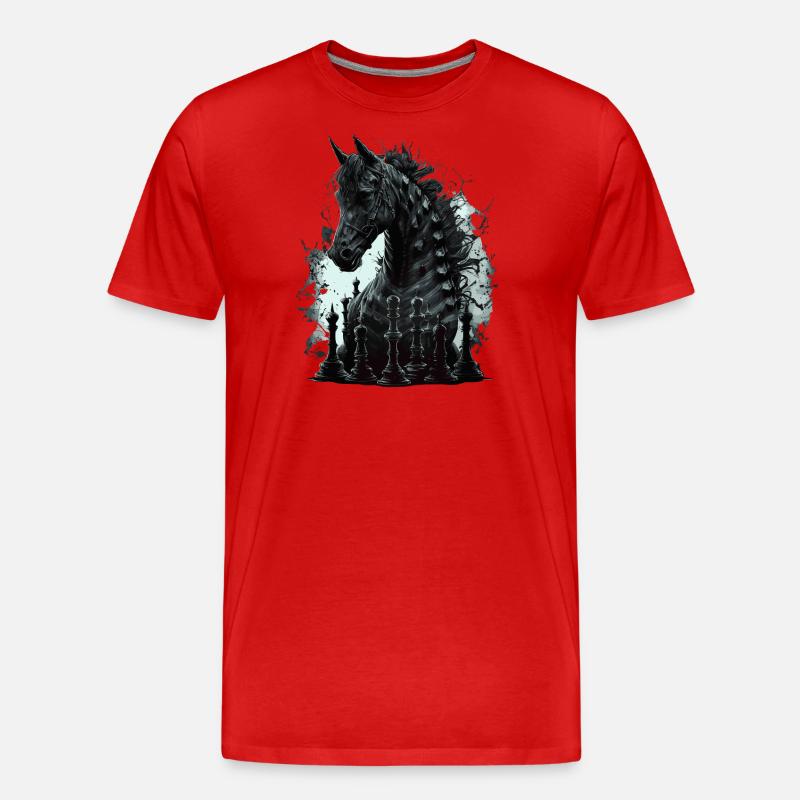 Springer Schach Pferd - Männer Premium Bio T-Shirt - Rot