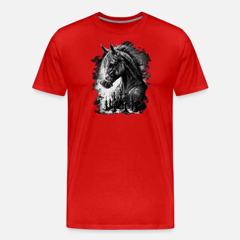 Springer Schach Pferd - Männer Premium Bio T-Shirt - Rot