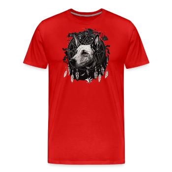 Bull Terrier and Dreamcatcher - Men's Premium Organic T-Shirt - red - Front - Damien (186cm)