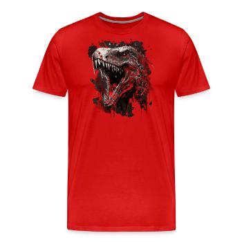 T-Rex de mauvaise humeur - T-shirt bio Premium Homme - rouge - Devant - Damien (186cm)