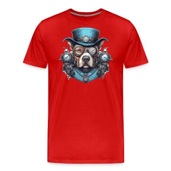 Staffordshire Terrier Steampunk américain - T-shirt bio Premium Homme - rouge - Devant - Damien (186cm)
