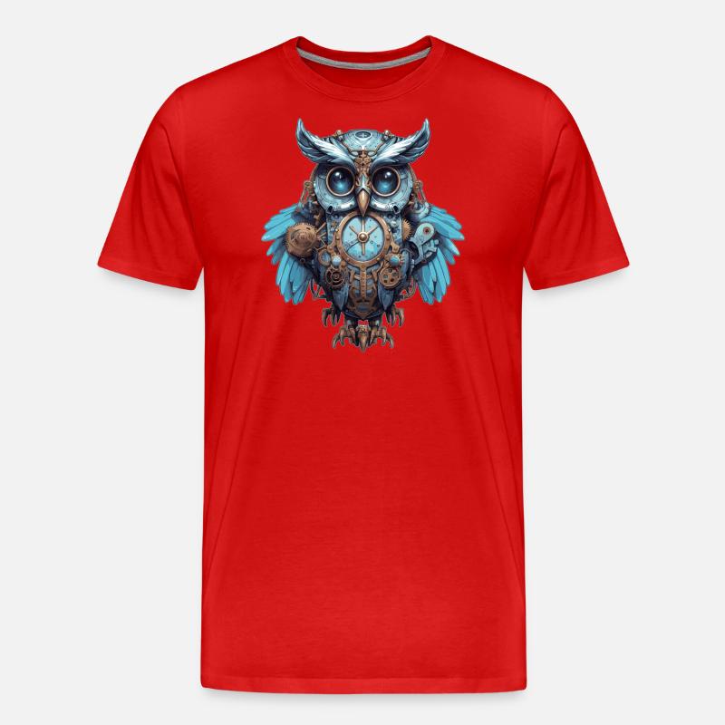 Bunte Steampunk Eule - Männer Premium Bio T-Shirt - Rot