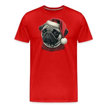 Mops xmas - Organic T-shirt Ekologisk premium-T-shirt herr - röd - Fram - Damien (186cm)