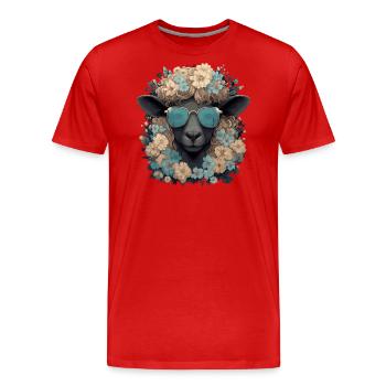 Schaf mit Sonnenbrille - Männer Premium Bio T-Shirt - Rot - Vorne - Damien (186cm)