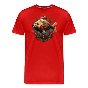 Karpfen Steampunk - Männer Premium Bio T-Shirt - Rot - Vorne - Damien (186cm)