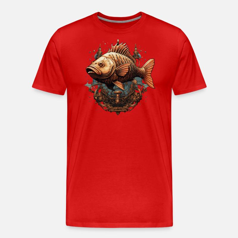 Karpfen Steampunk - Männer Premium Bio T-Shirt - Rot