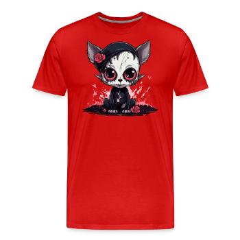 Chaton gothique Emo mignon - T-shirt bio Premium Homme - rouge - Devant - Damien (186cm)