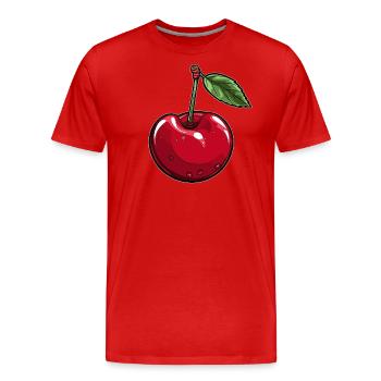 Eine Kirsche - Männer Premium Bio T-Shirt - Rot - Vorne - Damien (186cm)