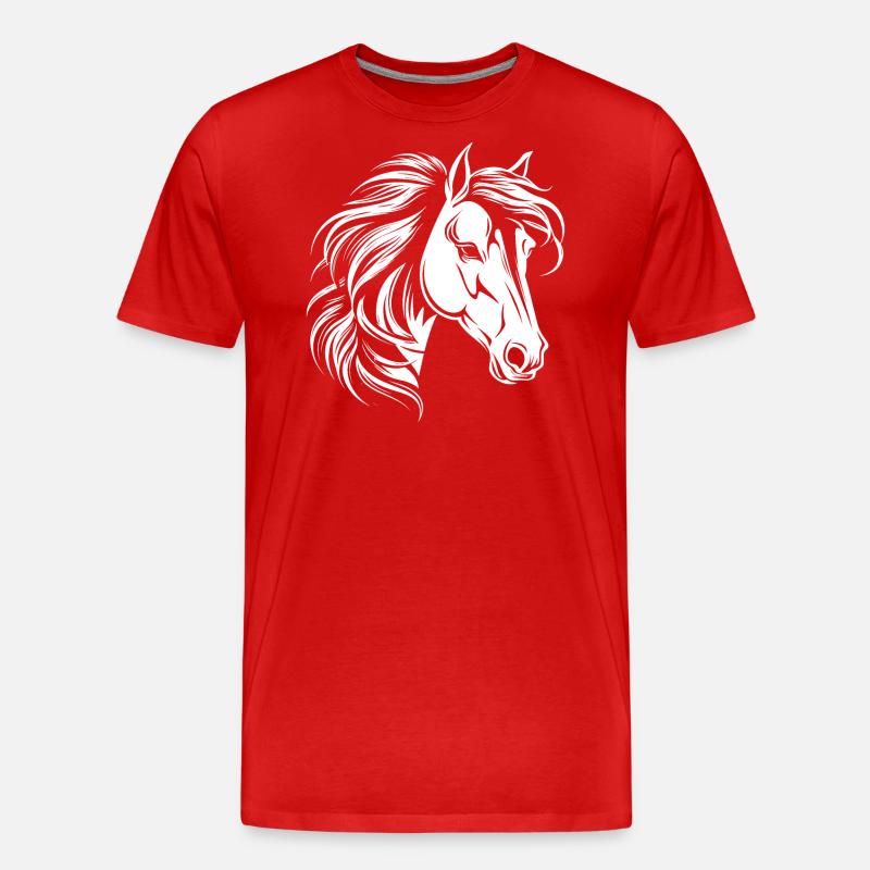 Pferdeportrait - Männer Premium Bio T-Shirt - Rot