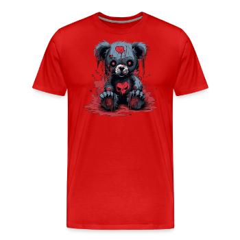 Ours en peluche mignon et effrayant - T-shirt bio Premium Homme - rouge - Devant - Damien (186cm)