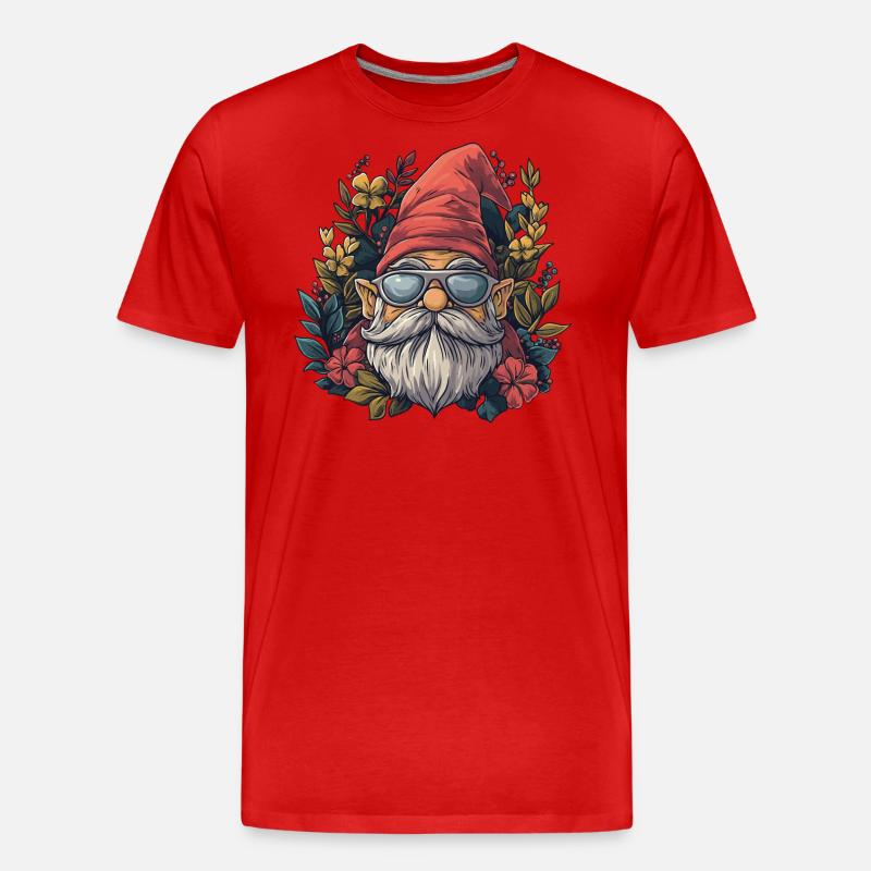 Lustiger Gartenzwerg mit Sonnenbrille - Männer Premium Bio T-Shirt - Rot
