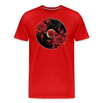 Schallplatten Liebe - Männer Premium Bio T-Shirt - Rot - Vorne - Damien (186cm)