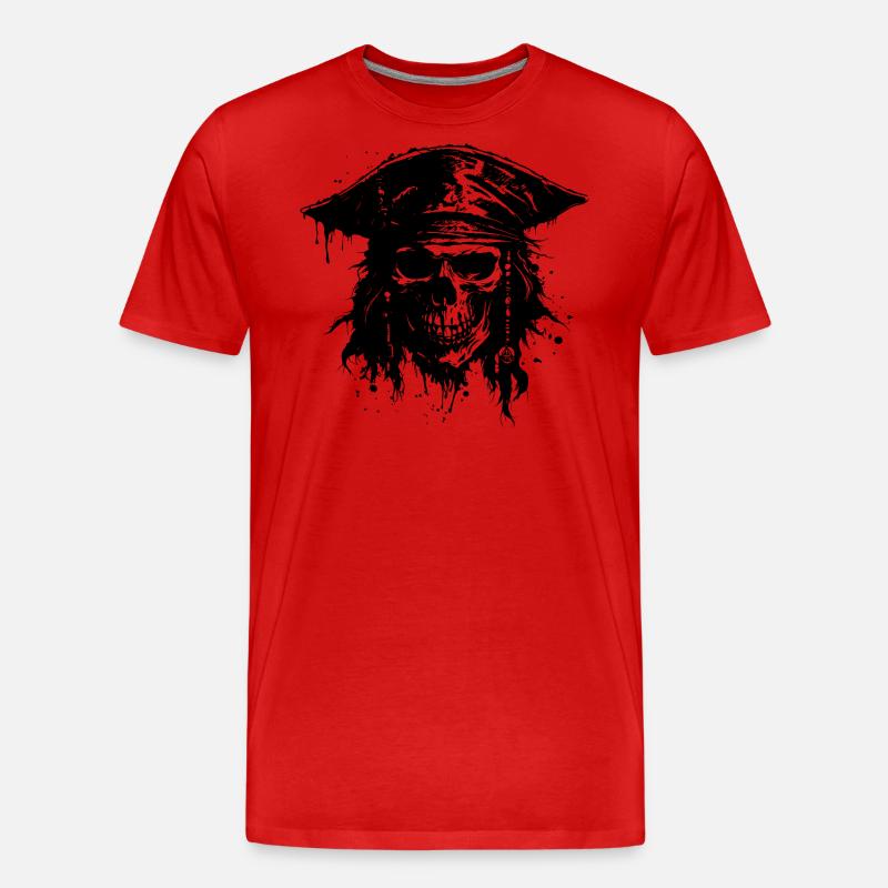 Piratenschädel - Männer Premium Bio T-Shirt - Rot