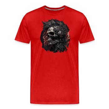 Cyborg Zombie Skull Disc Jockey - T-shirt bio Premium Homme - rouge - Devant - Damien (186cm)