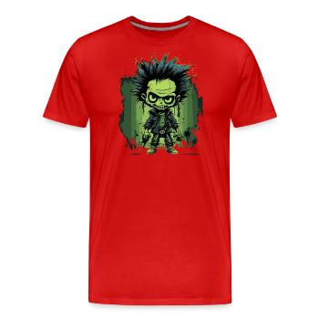 Funny Green Zombie Punk - Men's Premium Organic T-Shirt - red - Front - Damien (186cm)