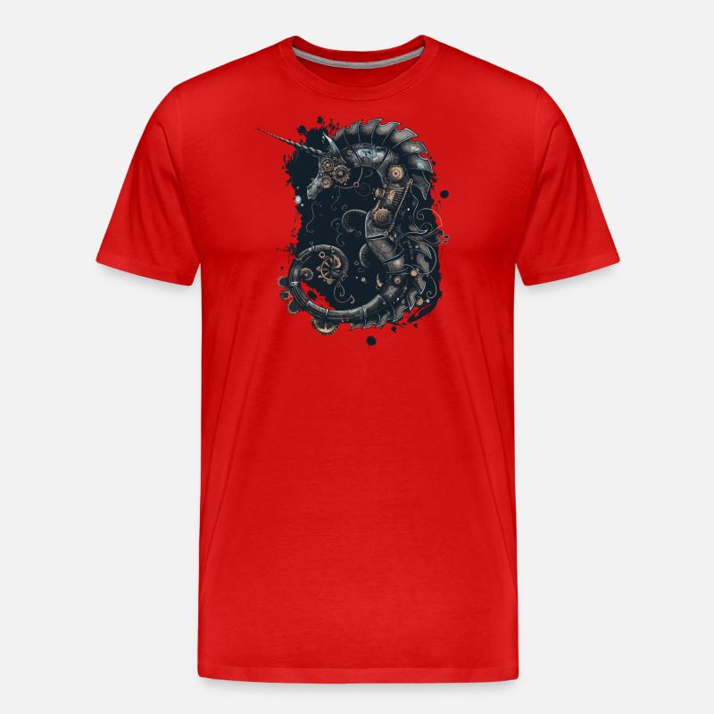 Steampunk Seepferdchen - Männer Premium Bio T-Shirt - Rot