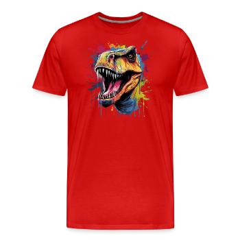 T-Rex Dinosaur - Men's Premium Organic T-Shirt - red - Front - Damien (186cm)