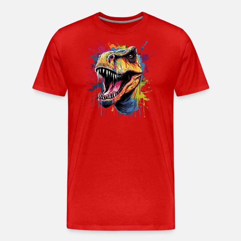 T-Rex Dinosaurier - Männer Premium Bio T-Shirt - Rot
