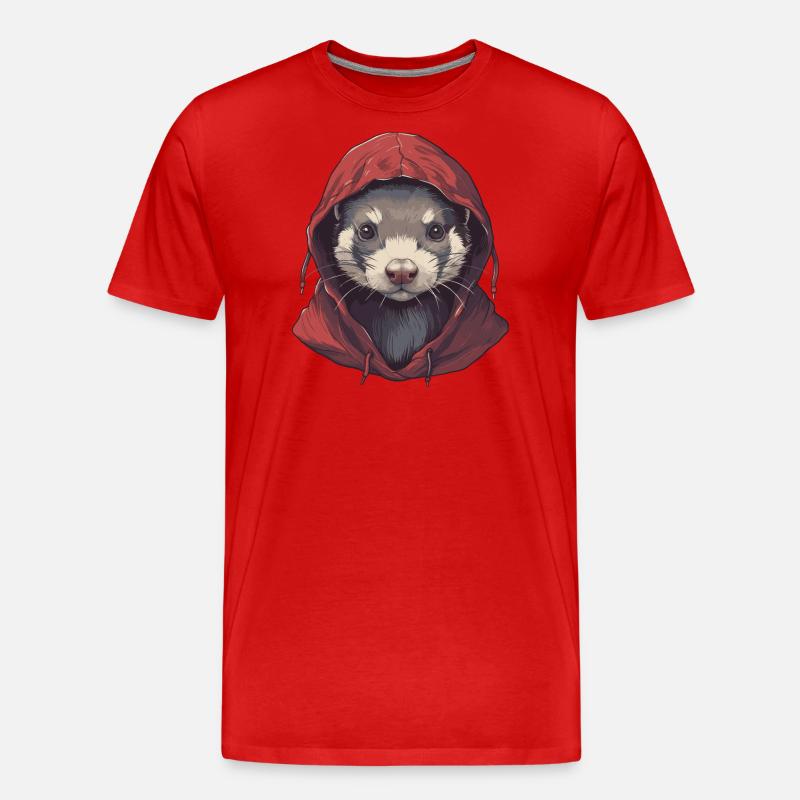 Cooles Frettchen mit Kapuze - Männer Premium Bio T-Shirt - Rot