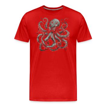 Grim Kraken - Men's Premium Organic T-Shirt - red - Front - Damien (186cm)