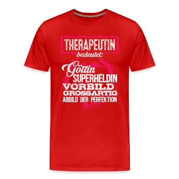 THERAPEUTIN - duden - Männer Premium Bio T-Shirt - Rot - Vorne - Damien (186cm)