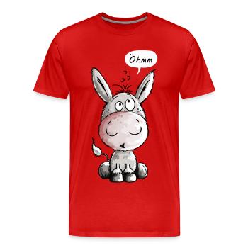 Öhmmm Esel - Eselchen - Comic - Tiere - Männer Premium Bio T-Shirt - Rot - Vorne - Damien (186cm)