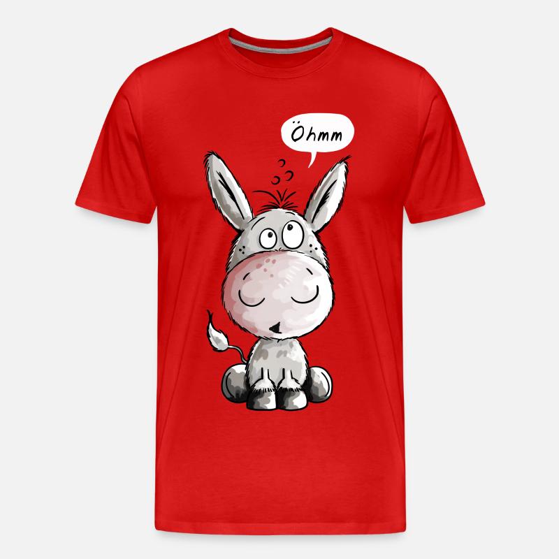 Öhmmm Esel - Eselchen - Comic - Tiere - Männer Premium Bio T-Shirt - Rot