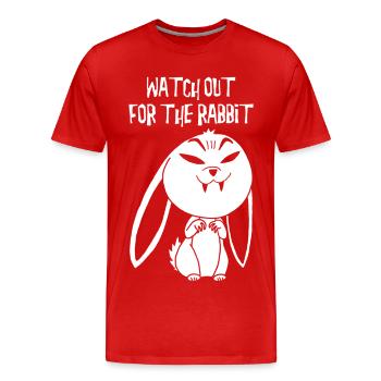 Lapin vampire blanc (anglais) - T-shirt bio Premium Homme - rouge - Devant - Damien (186cm)