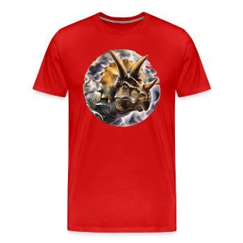 Dinosaure tricératops - T-shirt bio Premium Homme - rouge - Devant - Damien (186cm)