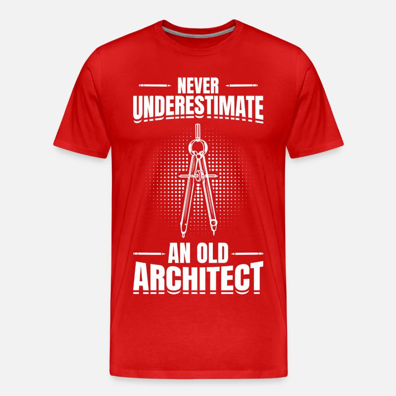 Never Underestimate An Old Architect - Männer Premium Bio T-Shirt - Rot
