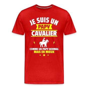 Papy cavalier plus cool, fête des grands-pères - T-shirt bio Premium Homme - rouge - Devant - Damien (186cm)