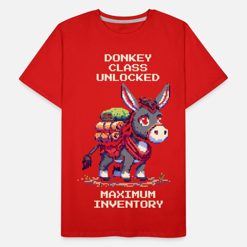Classe d’âne : Inventaire maximum | RPG Âne Pixel Art T-shirt bio Premium Homme