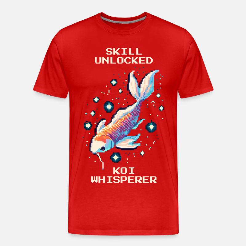 Skill freigeschaltet: Koi-Flüsterer | Koi Teich - Männer Premium Bio T-Shirt - Rot