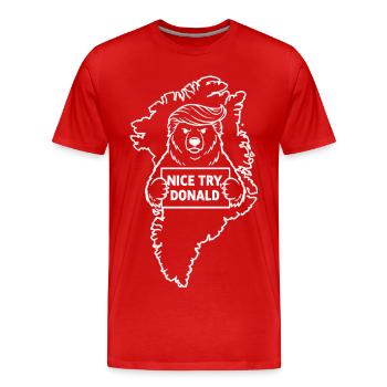 Grönland: Netter Versuch, Donald - Männer Premium Bio T-Shirt - Rot - Vorne - Damien (186cm)